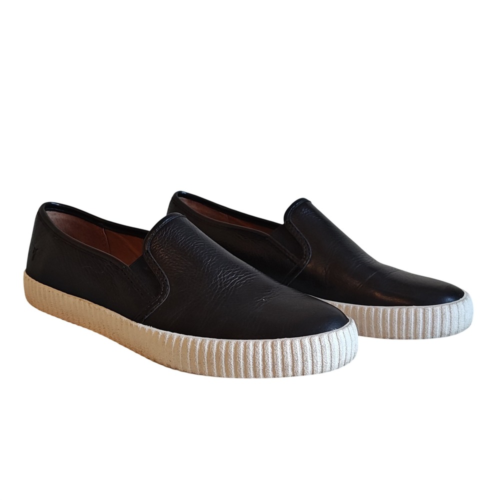 Frye Ivy Slip On Sneaker Womens 8.5 Black Pebbled Leather Low Top 3471279
